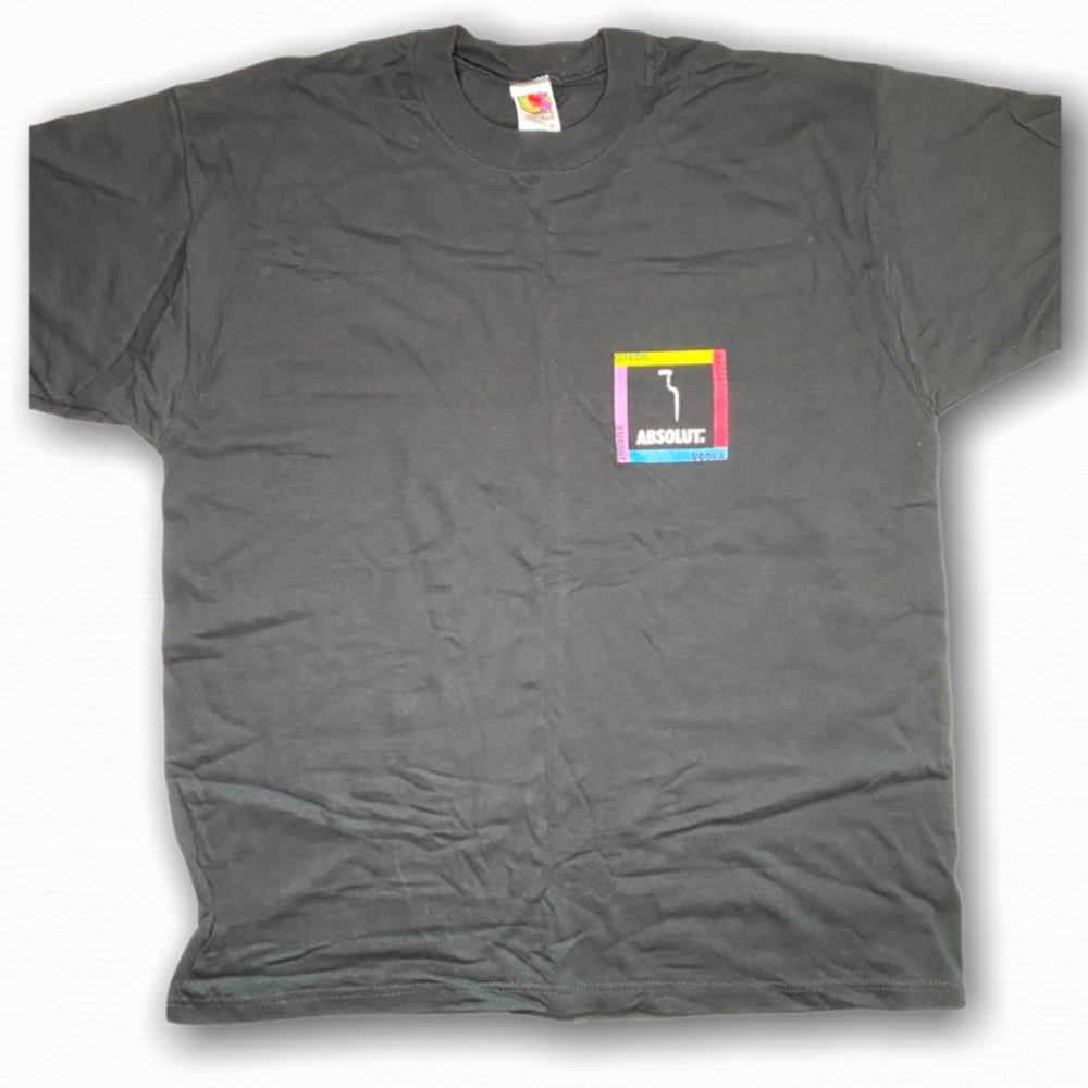 Vintage ABSOLUT Vodka Logo Men’s Black T-shirt Size L
